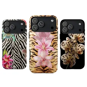 Exotic Animal Print Flower Phone Case – Zebra, Tiger & Leopard Pattern with Orchid & Lily Blooms, Bold Jungle-Inspired Aesthetic, Trendy Chic Statement Design, Fits iPhone 17, 16, 15, 14, 13, 12, 11