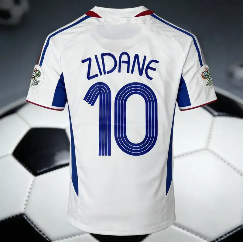 France National Team Zidane #10 Retro 2006 Style White-Blue Soccer Jersey, Collectible Fan Sportswear Football Shirt
