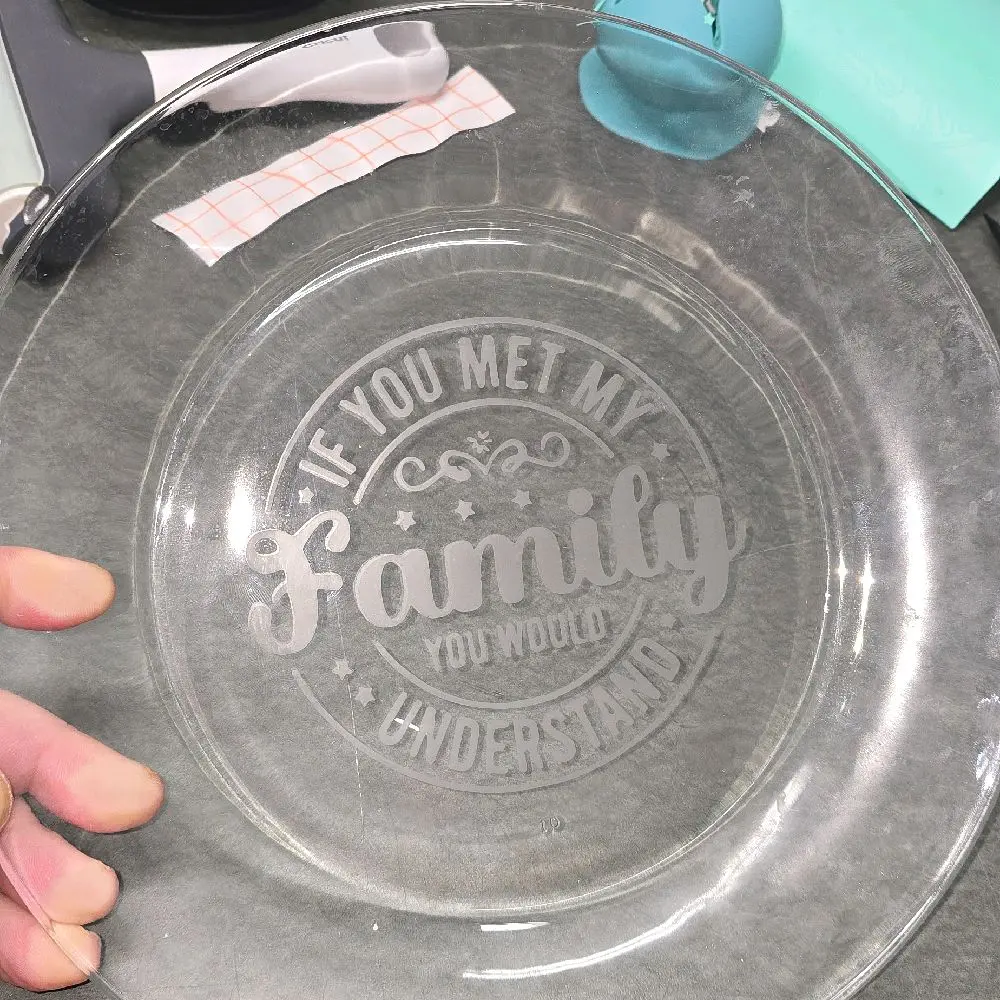 Personified Glass Etched Dinner Plates - Clear Design with Unique Etched Text - Ideal for Family Gatherings and Special Occasions