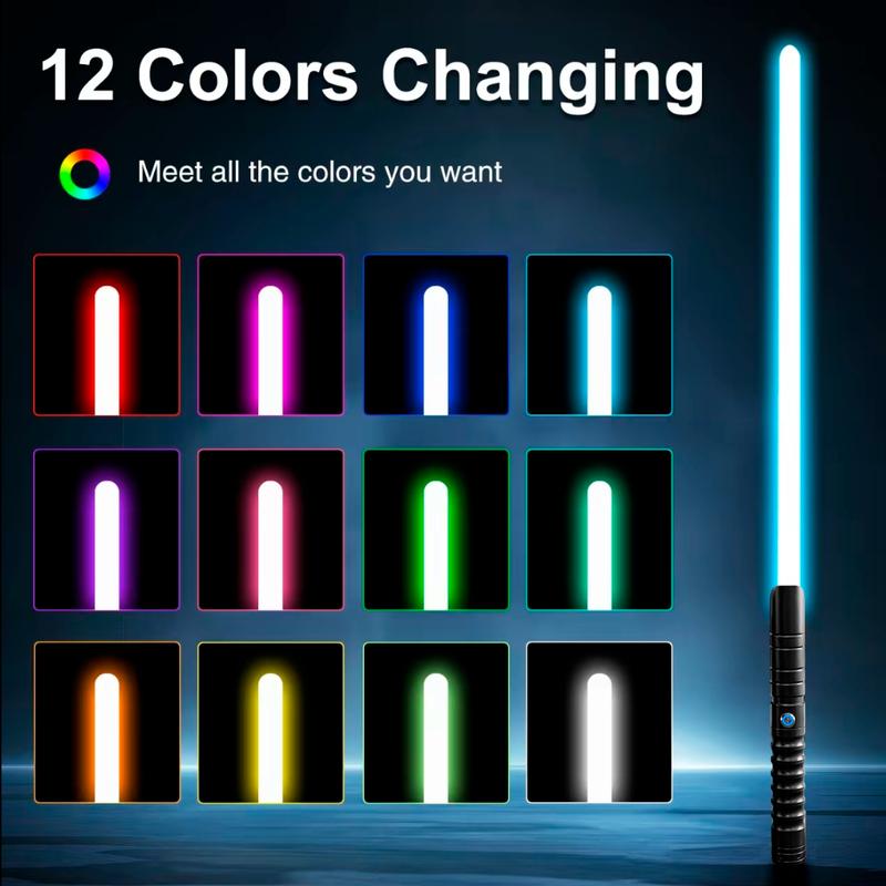 2-in-1 Dual RGB Lightsabers Set (2-Pack), 41.54" Realistic Combat Sabers with 12Colors Change & 4 Sound Modes, Electronic Glow Swords for Adults/Kids Cosplay, Birthday, Halloween & Xmas Gift
