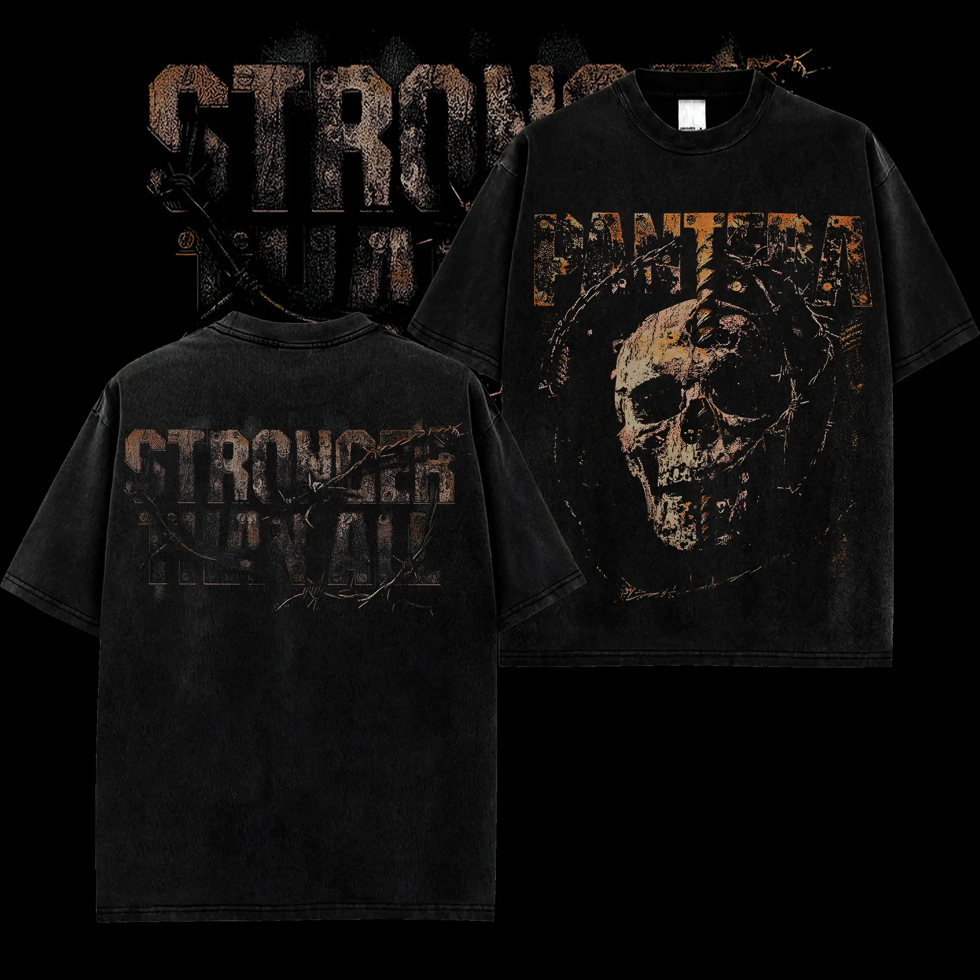 [$$$MANLIFE] Pantera ‘STRONGER THAN ALL’ Strength Beyond Strength Retro Unisex 100% Cotton T-Shirt – 90s Records Rock Cotton Washed Tee, Groove Metal Rock Band Washed Shirt, Oversized Vintage Tee, Heavy Metal Merch, Gift for Rock Fans