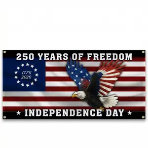 250 Years Of Freedom Independence Day Banner, Patriotic Gadsden Snake American Flag 1776-2026, Faith Family Freedom USA Outdoor Yard Decor, Independence Celebration Sign