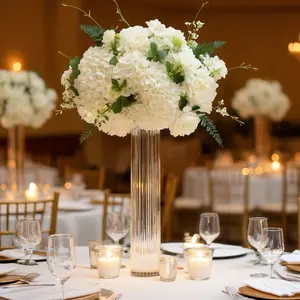 20" Ribbed Cylinder Glass Vases 6-Pack – Tall Clear Vases for Pampas Grass, Fresh Flowers & Elegant Event Decor