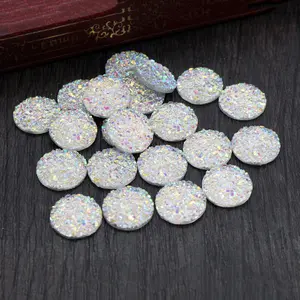 New Fashion 40pcs 12mm White AB Color Flat Back Resin Cabochons Cameo  G5-33