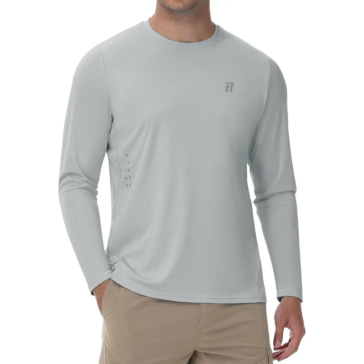 Men's Long Sleeve UPF 50+ Quick-Dry Breathable Polyester Rash Guard - Male Athletics, Hiking, Camping Sun Shirt for Fishing, Water Sports