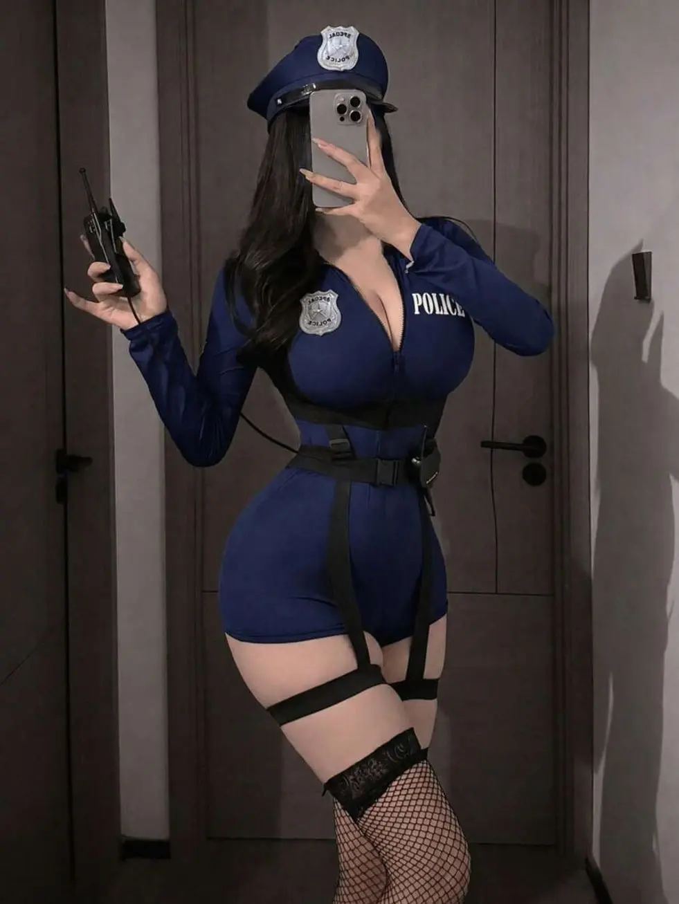 1 Set Female Police Uniform Costume Role Play Cosplay Outfit, Sexy Stewardess Style European & American Lady Boss Secretary Dress Up Suit