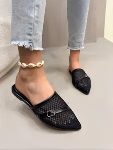 Women's Fashionable Solid Color Slide Sandals, Elegant Pointed Toe Slip on Sandals for Summer, Breathable Comfortable Flat Sandals for Daily Wear, Shoe