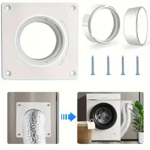 1 Set Dryer Vent Kit for Wall Mount Flange + Gasket + 4-Inch Hose Connector + Screws Suitable for Wall Exhausts Ceiling or Room Air Circulation - Dryer Accessories Home Modern Installation
