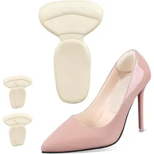 Soft Sponge Heel Protectors - Heel Grips for Comfort in High Heels – T-Shape Design – Anti Slip – Prevents Blisters - Makes Shoes Fit Better - 1 Pairs (Beige)