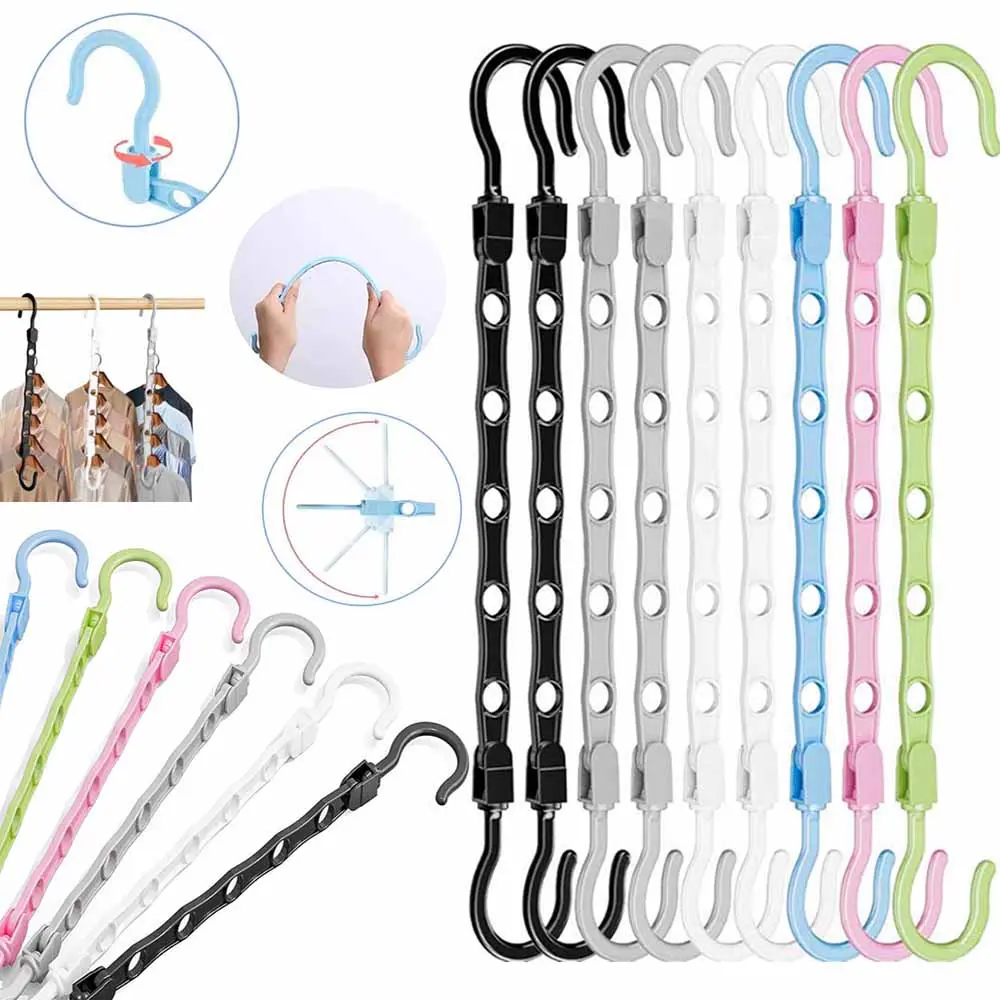 20-Pack Space-Saving Cascading Closet Hanger Organizers, 5-Slot Plastic Hangers with Dual Hooks for Dorms, Small Closets, Bulk Pack Home Organizer by Sohochic