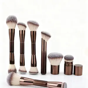 7-Piece Dual-Ended Makeup Brush Set, Extendable Base Brushes, Makeup Blending Brushes, Foundation Powder Contouring Beauty Tools, Essential Cosmetics Kit