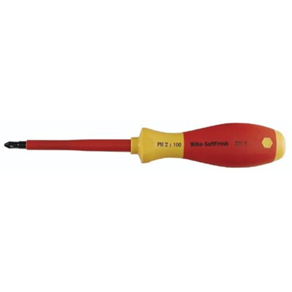 Wiha Tools PH2 x 100mm Phillips Insulated Precision Screwdriver, 1000V Rated Hand Tool, Ergo-Molded Cushioned Grips, High Vis, Parallel Ground Tips