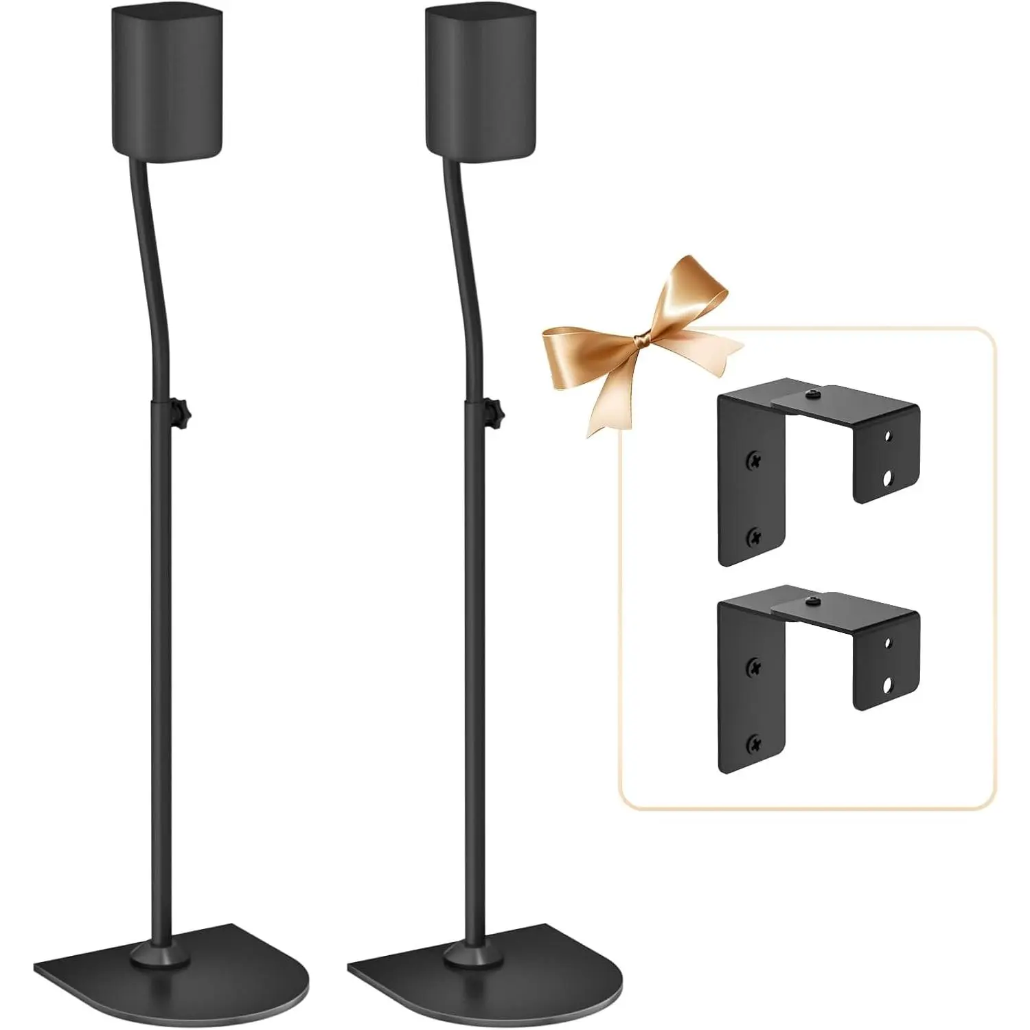 Universal Surround Sound Speaker Stands Pair Height Adjustable Extend 33" to 42" for , Vizio, , ,  Small Rear Speakers and   Surround Speaker Stands with Wall Bracket