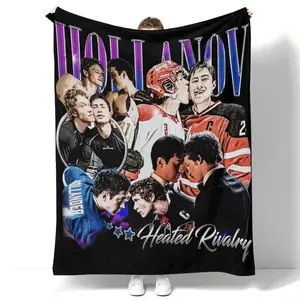 Soft Funny Throw Blanket Hollanov Theme Heated Rivalry Print Blanket, Soft Flannel Throw for Home, Office, Camping, Sofa and Bed, Gift for Fans