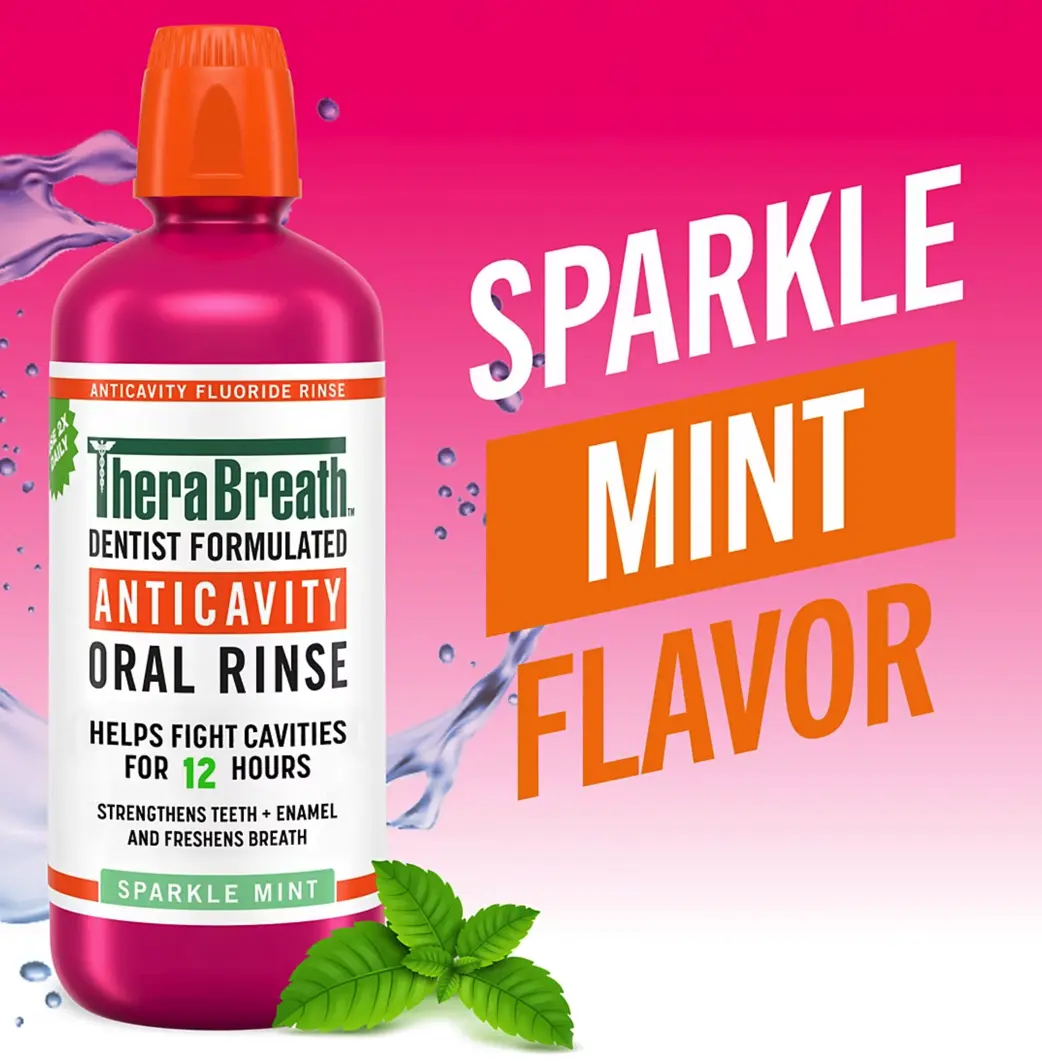 TheraBreath Anticavity Fluoride Mouthwash - Sparkle Mint, 1 pk./1L