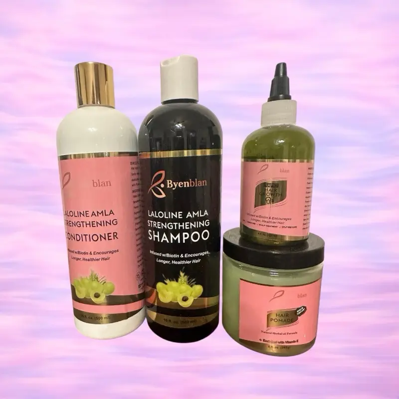 Hair Care Set - Laloline Amla Strengthening Shampoo & Conditioner with Hair Powder for Longer Healthier Hair