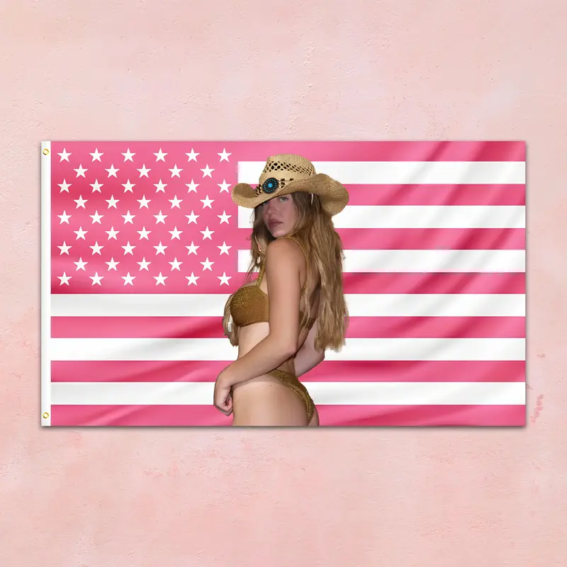 Sydney Star Sweeney Cowboy Hot Girl 3*5Ft Wall Flags Tapestry Custom Color Flag Beautiful Girl Wall Hanging College Dorm Wall Art Home Decor for Bedroom Living Room Decor Design Banner Christmas Gift