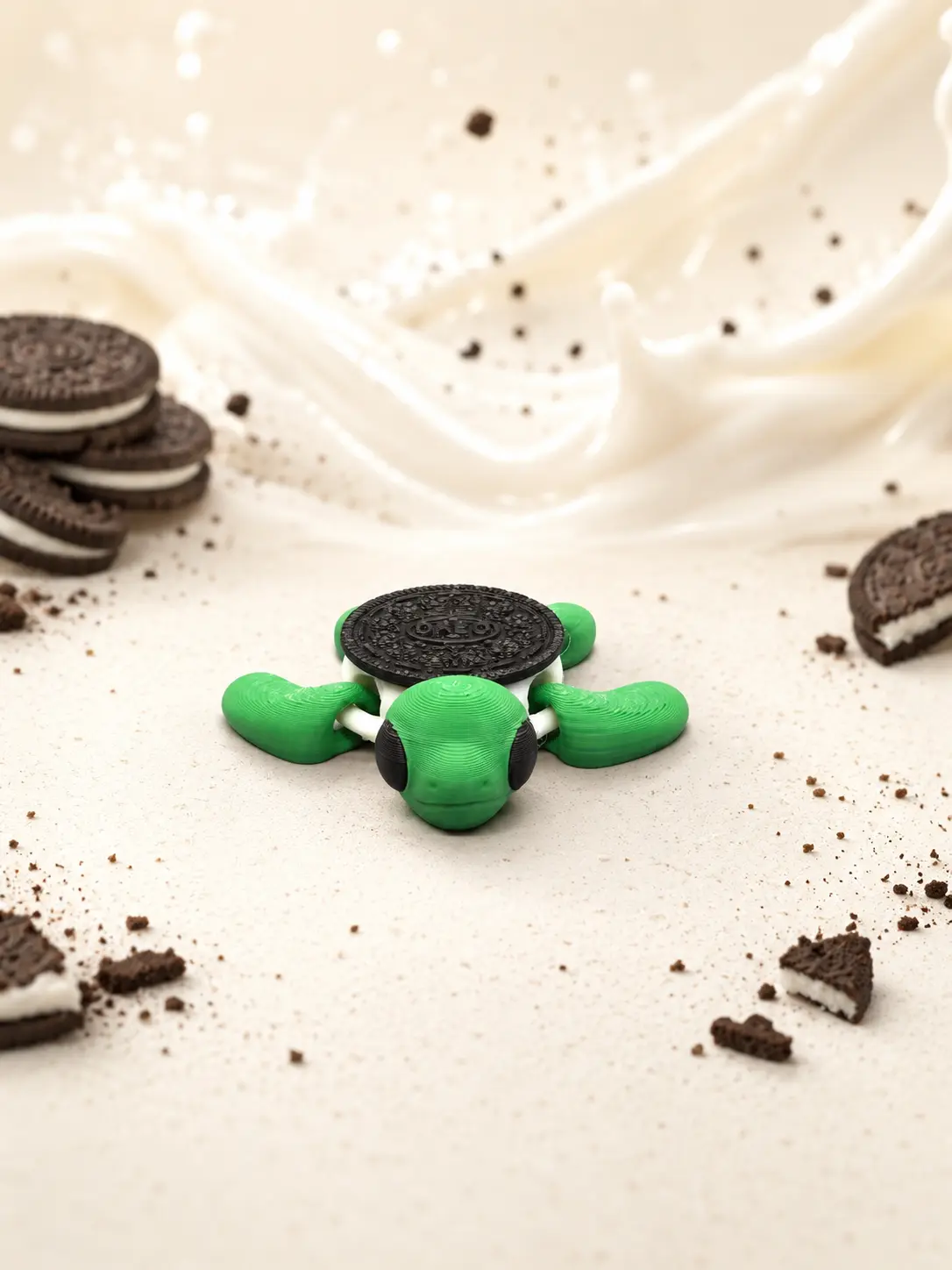 3D Printed Cookies & Cream Turtle Sensory Fidget Toy, Stress Relief Novelty Toy for Fidgeting Needs