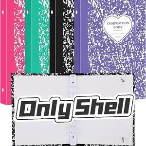 4 Pack A5 Binder 6 Rings Composition Notebook Planner Binder with Elastic Band Closure Hard Cover Protector for Journal Notebook Inserted Sheets and Refill Paper(Case only)