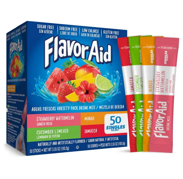 Flavor Aid Aguas Frescas Singles To Go Variety Pack, Powdered Drink Mix, 1 Box (50 Single Servings)