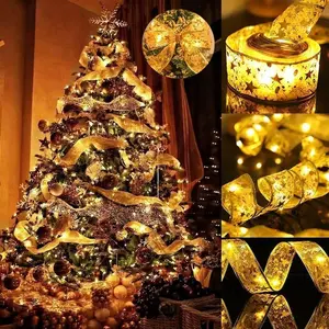 32ft 16.4ft/1PCS LED decorative light string ribbon lamp, Festival celebrations, home decorations, Christmas Ribbon Lights Battery Powered lexible Copper Wire for Christmas Tree and Holiday Decor