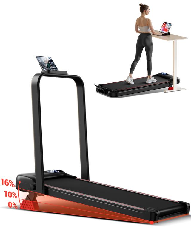 UMAY 16% Incline Treadmill for Home and Office, 4-in-1 Portable Foldable Under Desk Walking Pad,  2.5 HP Quiet with Diamond Pattern Belt