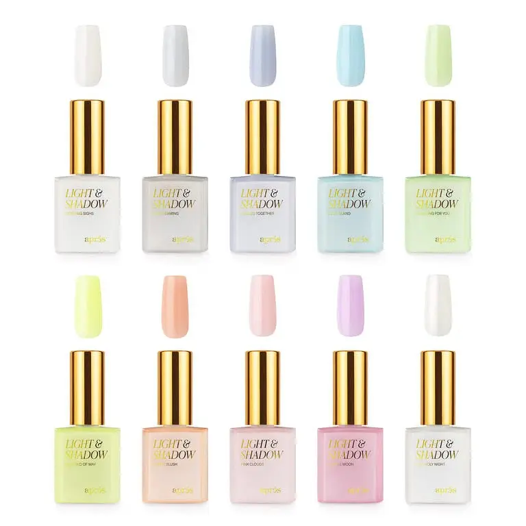Apres Light & Shadow 10pc Collection - Summer Sheer Gel Couleur Set with Seafoam Greens Cool Blues & Soft Rosy Pinks HEMA-Free Vegan Cruelty-Free Formula