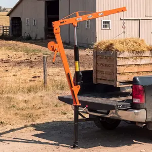 VEVOR Truck Crane, 500 lbs Pickup Hitch Crane Trailer Hitch Mounted with Manual Winch & Hydraulic Jack, 360° Rotating Telescopic Boom, Foldable Truck Bed Jib Hoist for Machine Lumber Equipment Lifting