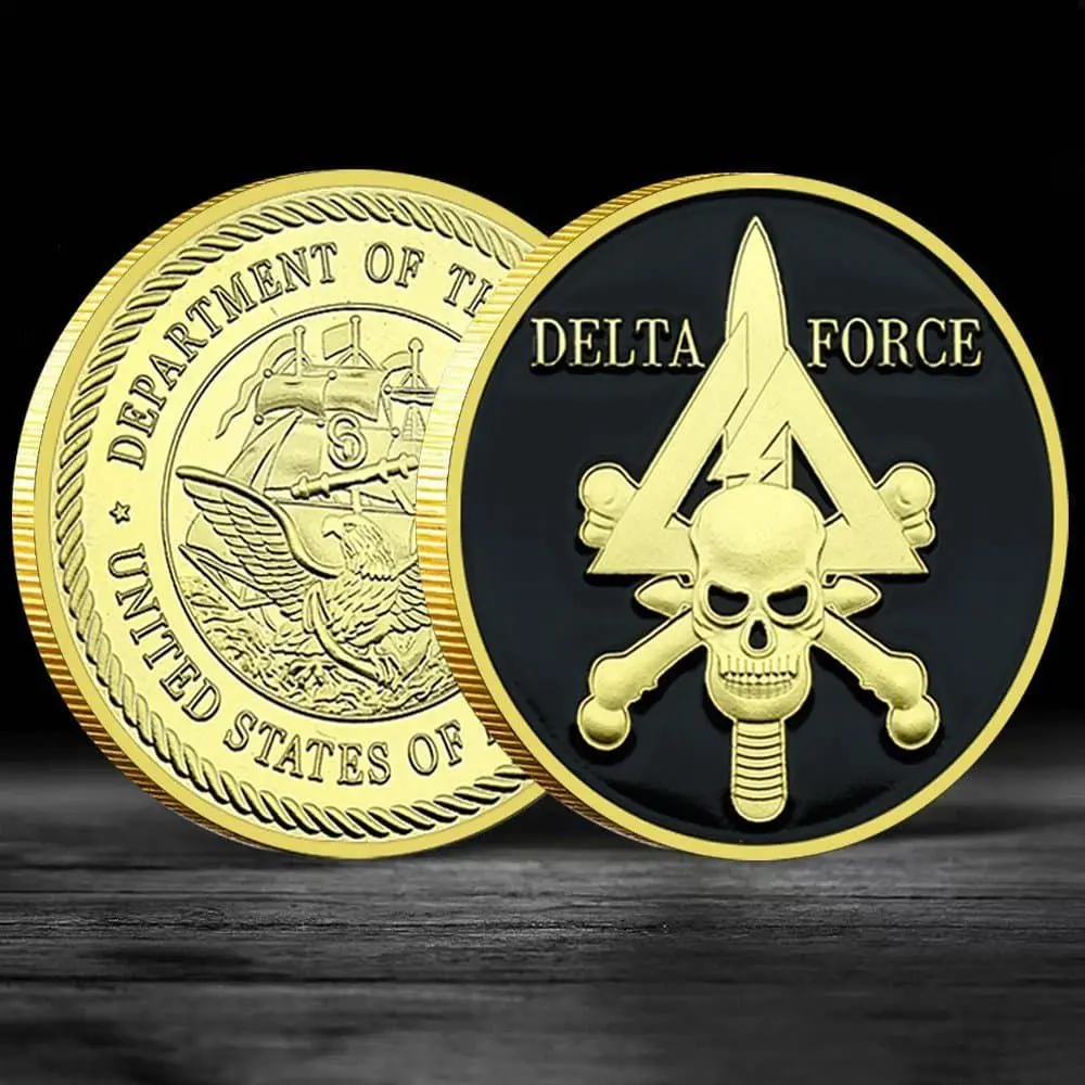 Delta Force Challenge Coin Golden Skull Dagger Special Ops Military Collectible