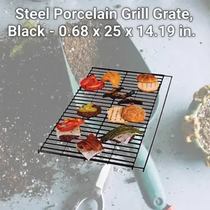 Char-Broil 8011459 Steel Porcelain Grill Grate, Black - 0.68 x 25 x 14.19 in.