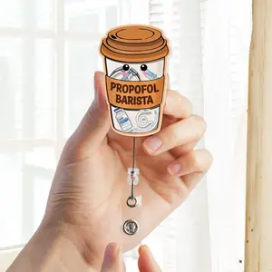 Propofol Barista Badge Reel, Anesthesia Badge Reel, CRNA Badge Reel, Funny Medical Badge Reel, Coffee ID Holder