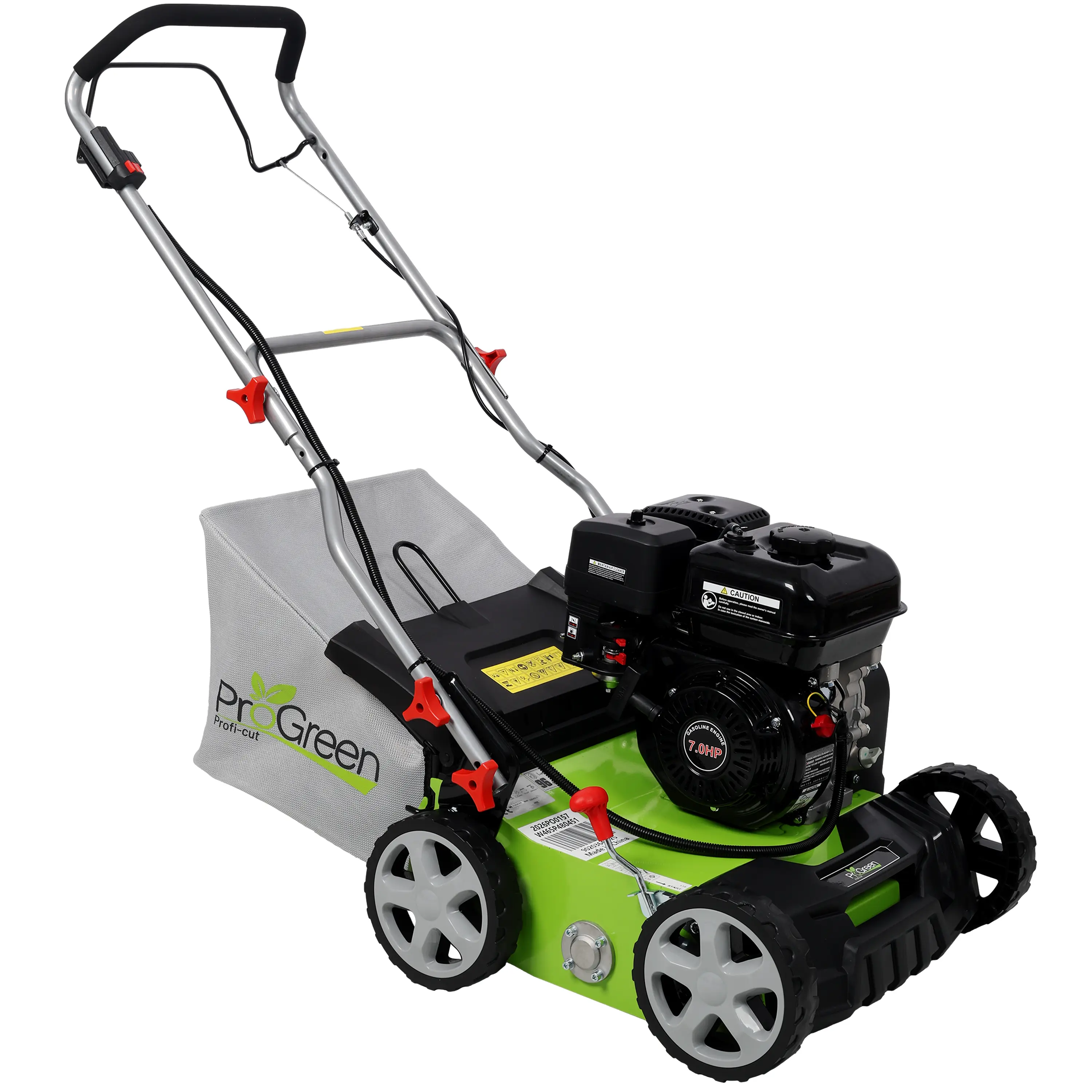 Heavy Duty 2-in-1 Gas Dethatcher Scarifier, 16in Working Width, 7HP EPA Compliant Gasoline Engine, Lawn Aerator Thatch Removal Tool for Backyard Garden, Green
