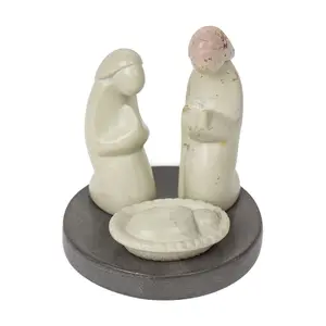 Global Crafts Soapstone Creche Kenya Nativity Set with Base