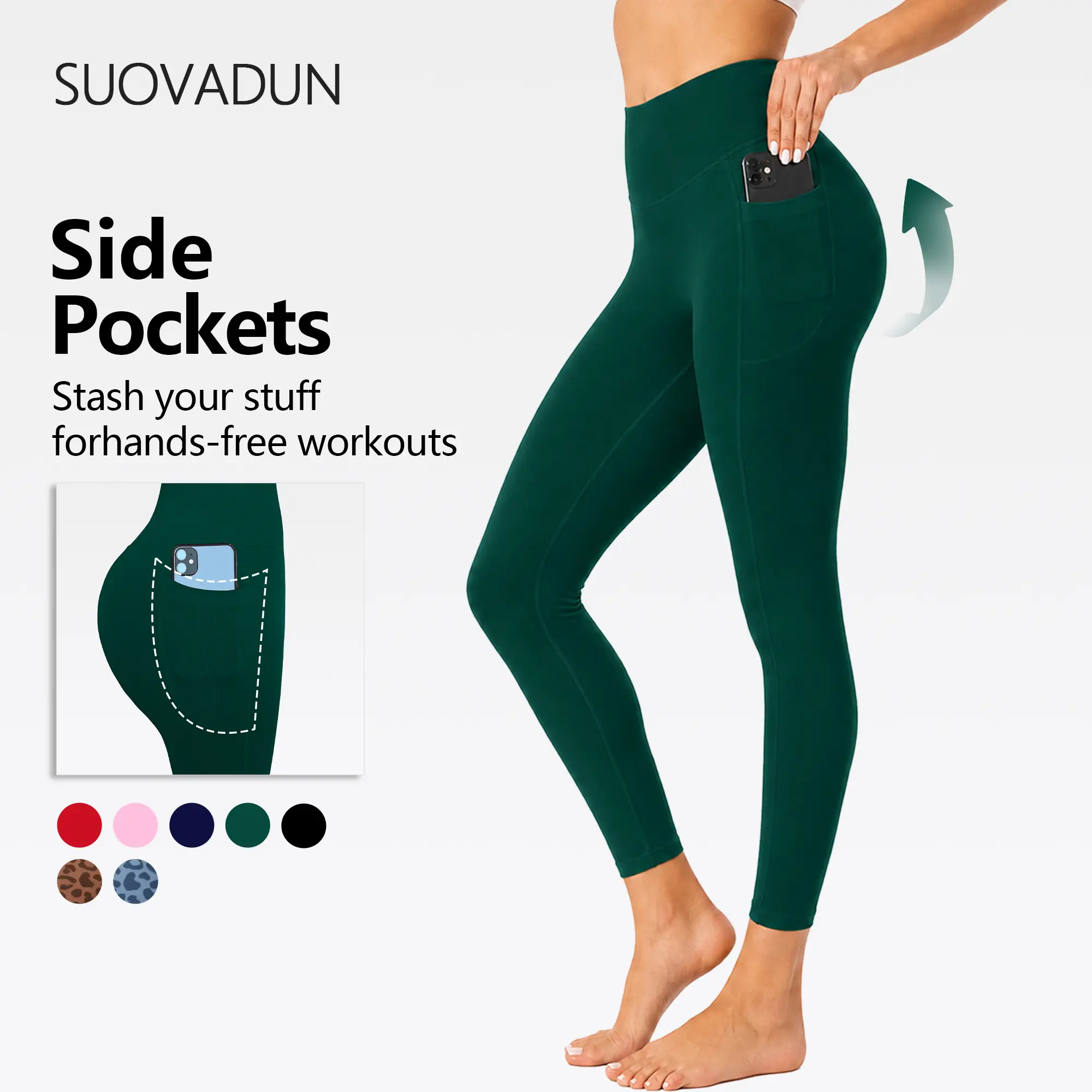 【Discount for live stream】High Waist Yoga Pants Women V-shape Back Side Pocket  Stretch Sweat-wicking Anti-slip Athletic Leggings Squat Proof pants,travel essentials,camping essentials XSL26048 tiktokshopbacktoschool,back to school,back to school haul