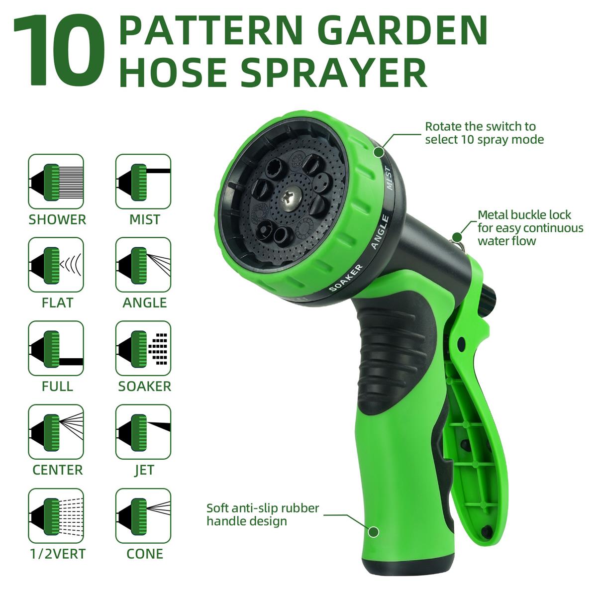 100FT Expandable Garden Hose, Heavy Duty Superior Strength Water Pipe Flexible Hose with 10 Function Spray Nozzle, 3-Layer Latex Core, for Watering Lawn Yard Garden, Car Washing, Pet Cleaning, Gift for Family