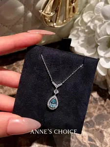 2.5 Carat Lab Diamond Aquamarine Necklace, Mermaid Tear Pendant, 5A Grade Gemstone, 925 Sterling Silver, Gemstone Jewelry, Ocean-Inspired