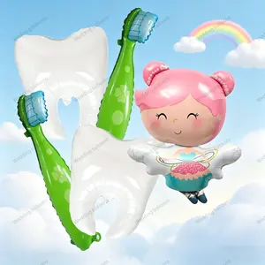 Tooth Fairy Theme Aluminum Foil Balloons, Kids Dental Party Decor, Tooth Shape Birthday Party Setup, Oral Health Promotion Props