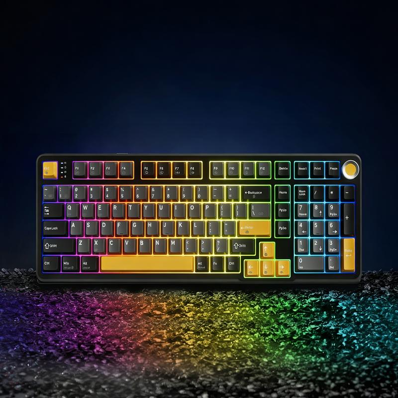 101 Key Tri-Mode Mechanical Keyboard, Mechanical Gaming Keyboard, 2.4g/Bluetooth-compatible 5.0/wired, Gasket Structure, Hot Swap Axis, 16 RGB Effects, 4000mah Battery