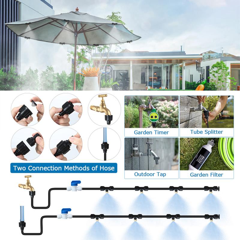 50Ft Outdoor Misting Cooling System,Misters for Garden Lawn Greenhouse