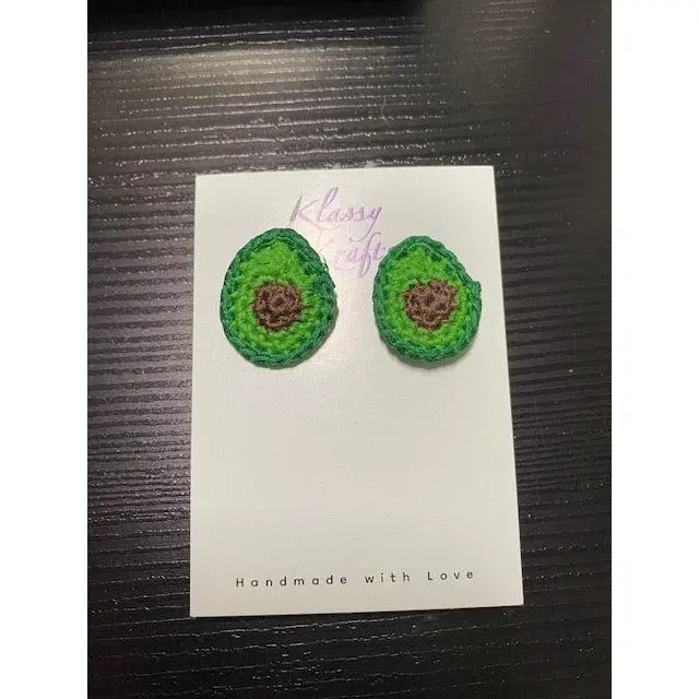 Avocado Earrings - Handmade Green Beads with Brown Dots, "Klassy Craft" Design, "Handmade with Love" Statement