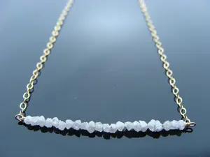 White Raw Rough Diamond Necklace · 14K Gold Filled or Sterling Silver · Uncut Natural Diamond Jewelry · Elegant Gift for Her
