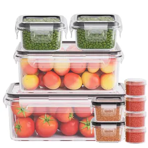 10 Large Transparent Food Storage Containers with Lids, Microwave Safe Reusable BPA Free, Ideal for Fruits Vegetables Noodles