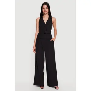 Collared Wide Leg Jumpsuit with Belt