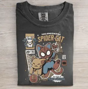 Comfort Colors Vintage Spider Cat Shirt, Funny Spider Across The Spider-Verse Shirt, Family Trip, Spider Ghost Tee, Cat Lover Gift