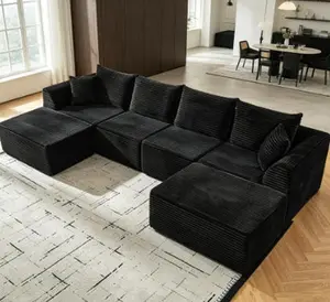 Modular Sectional Couch for Living Room - Deep-Seat Compression Sofa with High-Density Memory Foam, Boneless Upholstered Design, No Assembly Required
