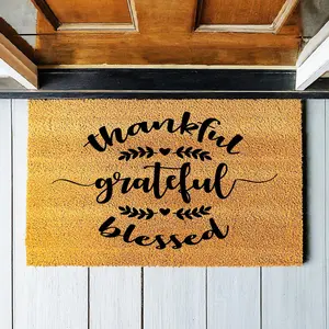 Thankful Grateful Blessed  - Cute Doormat - Welcome Mat - Home Decor - Front Porch - Farmhouse Decor - Christian - Thanksgiving 1291**