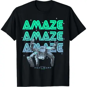 Women's Short-Sleeve Crew Neck Polyester Minimalist Casual Alien-Themed Graphic T-Shirt - Project Hail Mary Rocky The Alien Neon Portrait Streetwear Top, Alien-Themed Women's T-Shirts