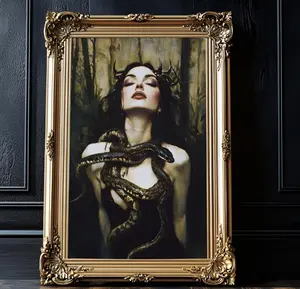 Lilith Goddess And Snakes Wall Art , Lilith Painting Poster , Greek Mythology Wall Art, Goddess  Witchy Home Decor, Goth Painting