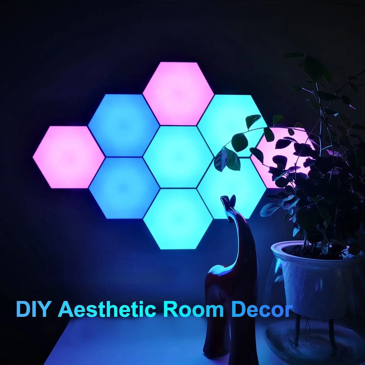 USB Powered LED Wall Light, RGB Color Changing Hexagon Honeycomb Lamp, Hexagon Led Lights, Adjustable Led Light, Hexagonal Lights, 280 Dynamic Modes, Music Rhythm, Timer, Dimmable, APP Control, Led Lighting
