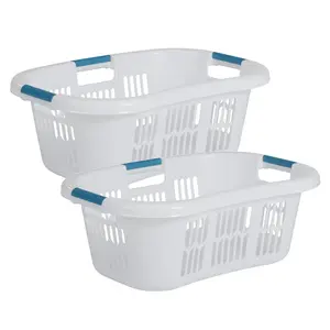 Rubbermaid 2.1 Bushel Small Hip-Hugger Portable Plastic Laundry Basket (2-Pack)